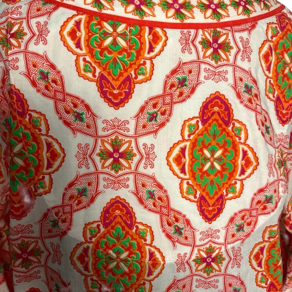 Gretchen Scott Lightweight Pink Orange Medallion Boho Cotton Tunic Top — Size M - Picture 9 of 15